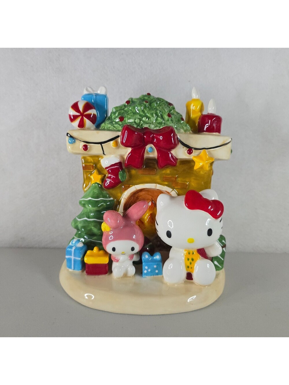 Blue Sky Clayworks Hello Kitty My Melody Holiday Fireplace Figurine Christmas